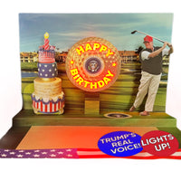 Donald Trump GOLFING Pop Up Birthday Card with Light & Sound
