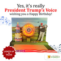 Donald Trump GOLFING Pop Up Birthday Card with Light & Sound
