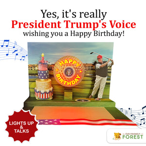 Donald Trump GOLFING Pop Up Birthday Card with Light & Sound