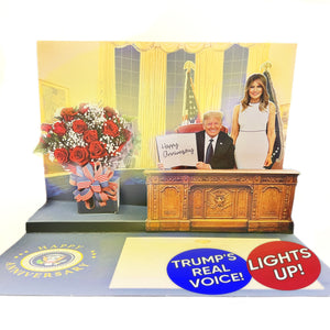 Donald Trump Oval Office Pop Up Anniversary Card with Light & Sound