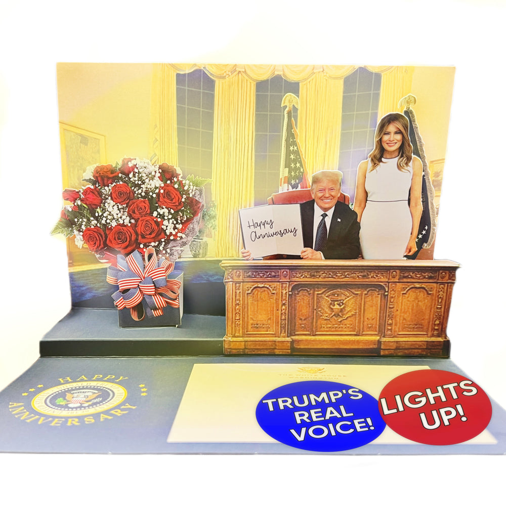 Donald Trump Oval Office Pop Up Anniversary Card with Light & Sound